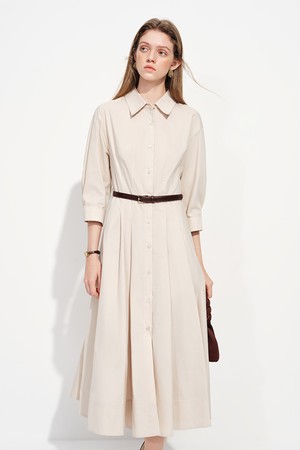Pleated shirt dress_2color