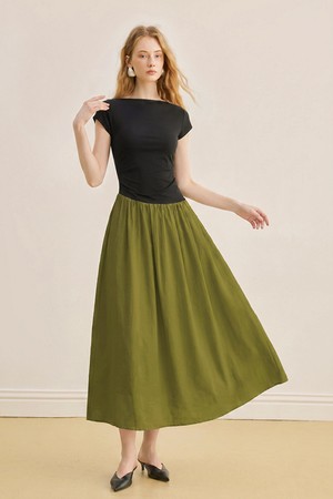 Elegant patchwork dress_2color