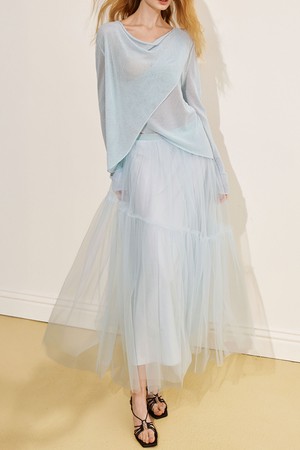 Flowing a-line mesh skirt_2color