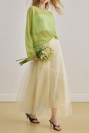 Flowing a-line mesh skirt_2color