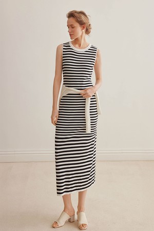 Striped slim vest dress_2color