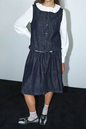 DD_Denim flare midi skirt