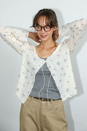 DD_Floral tie-front cardigan