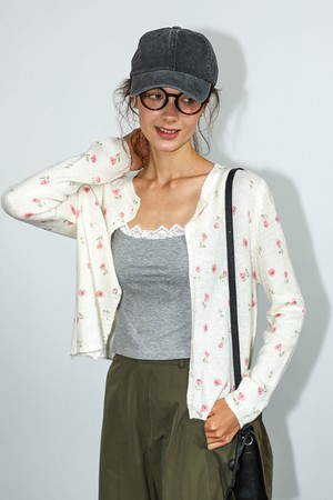 DD_Floral print knit cardigan