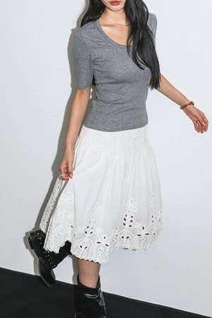DD_Eyelet embroidered mini skirt