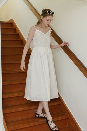 DD_Bow strap flare dress_WHITE