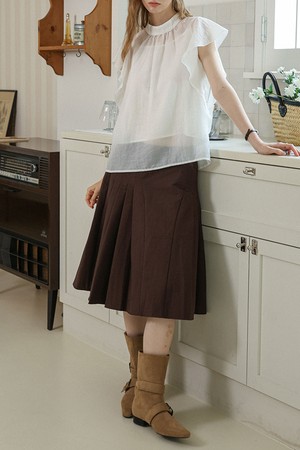 DD_Classic flare midi skirt_BROWN