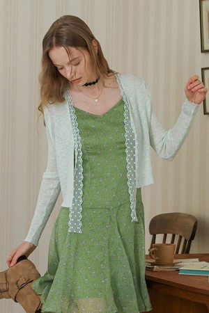 DD_Lace trim knit cardigan_MINT