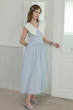 DD_Big collar stripe dress_BLUE