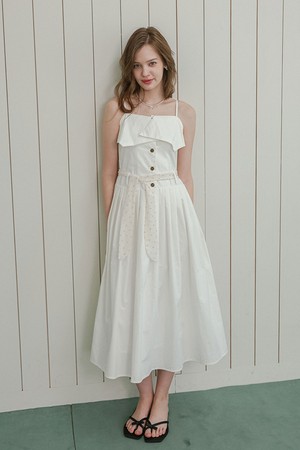 DD_Layered frill sleeveless dress_WHITE