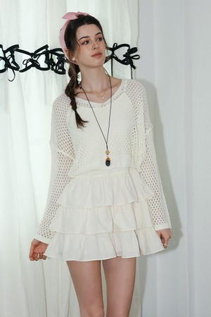 DD_Tiered dress and knit top set_IVORY