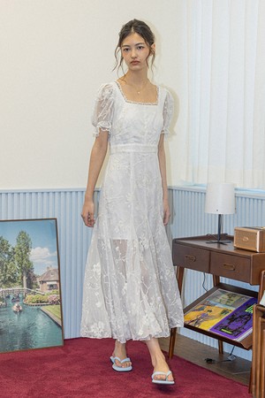 DD_Square neck lace dress_WHITE