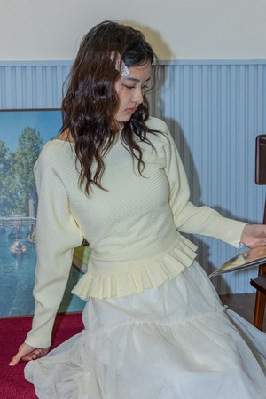 DD_Flared hem knit top_IVORY