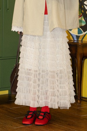 DD_Tiered polka dot mesh skirt_IVORY