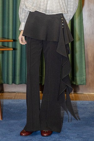 DD_Ruffle overlay pants_BLACK