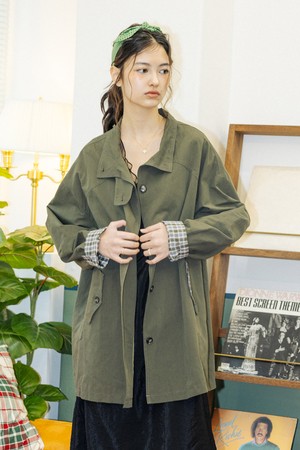 DD_Utility stand collar coat jacket_KHAKI