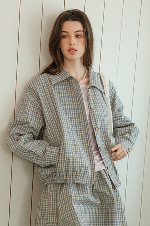 DD_Check elastic hem jacket_BLUE