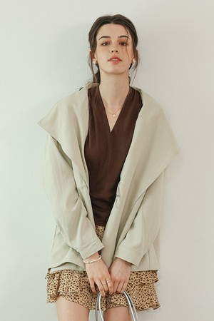 DD_Draped collar lightweight jacket_LIGHT BEIGE