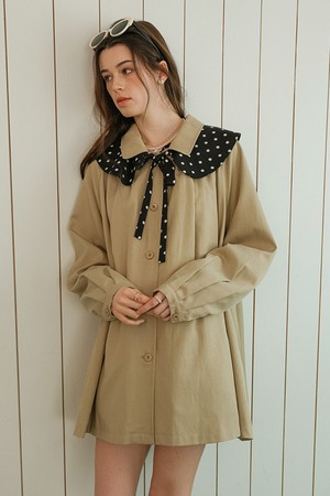 DD_Polka dot collar ribbon detail jacket_BEIGE