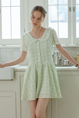 DD_Lovely check flare dress_MINT