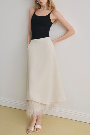 YY_Fringe hem midi skirt