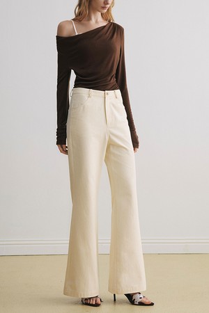 YY_Drape slim flared pants