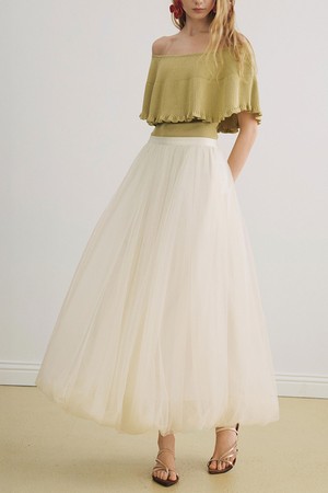 YY_French tulle midi skirt