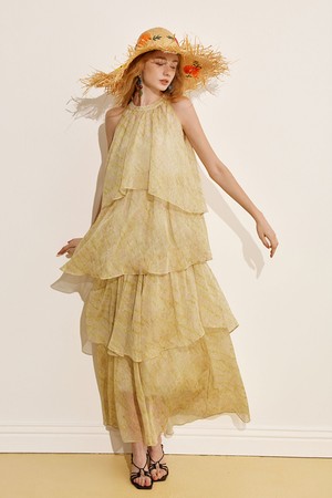 YY_Halterneck off-the-shoulder dress