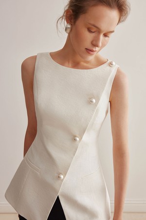 YY_Pearl buckle vest