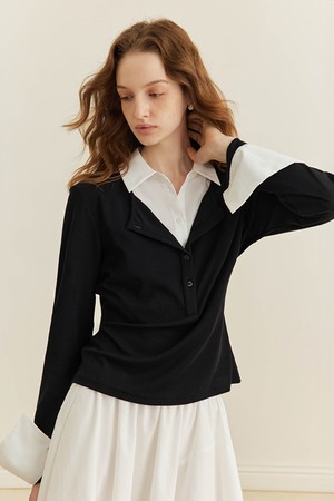 YY_Stitching fake two-piece top