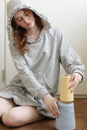 Cest_Lace trim hoodie