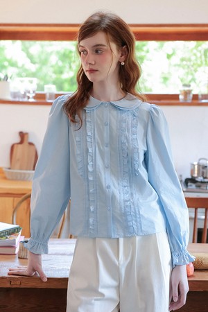 Cest_Pintuck ruffle blouse