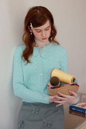 Cest_Mint ribbon string cardigan