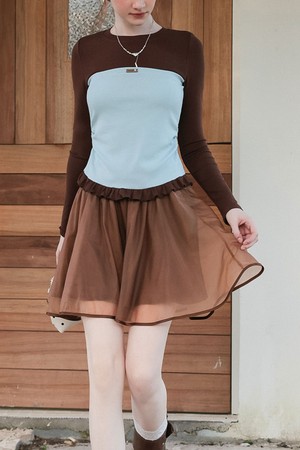 Cest_Bow layered satin skirt
