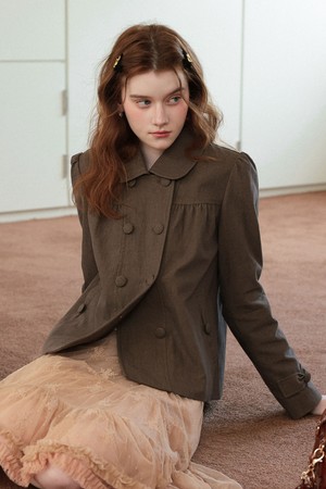 Cest_Bow double-breasted short jacket