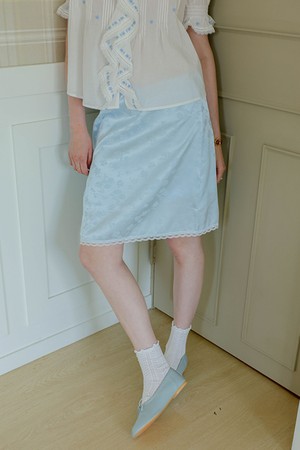 Cest_Floral jacquard mini skirt_BLUE