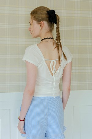 Cest_Back ribbon drape top_WHITE