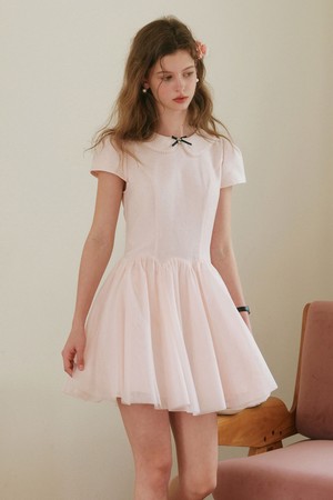 Cest_Elegant pink mini dress