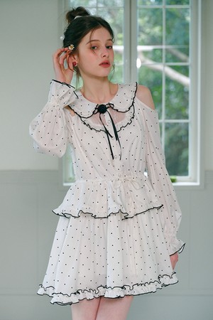 Cest_Sweet polka dot collar dress