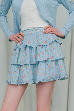 Cest_Floral tiered mini skirt