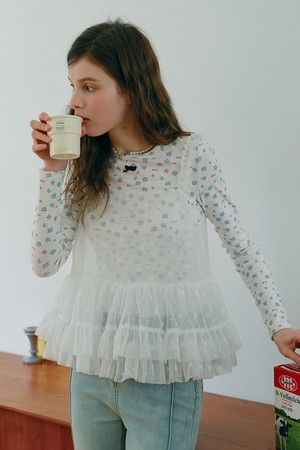 Cest_Sheer tiered sleeveless camisole