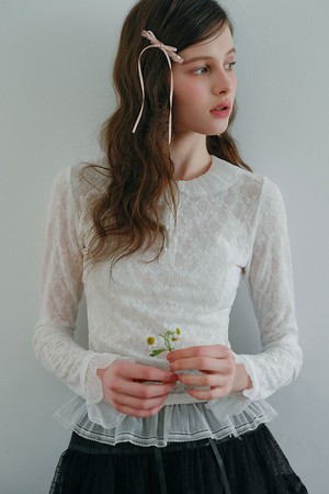 Cest_Lace ruffle collar blouse