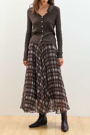 WD_Fluid plaid banding skirt