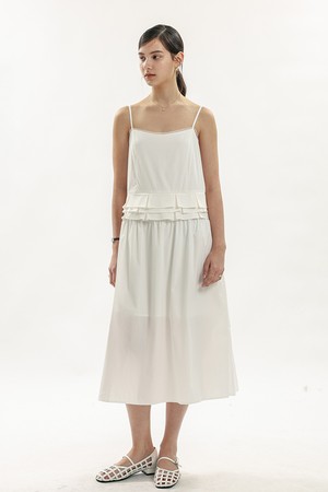 WD_White frill strap midi dress