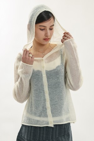 WD_Ivory hooded knit cardigan