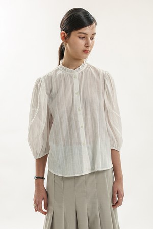 WD_White puff sleeve shirt_WHITE