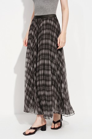 WD_Plaid mesh banding skirt
