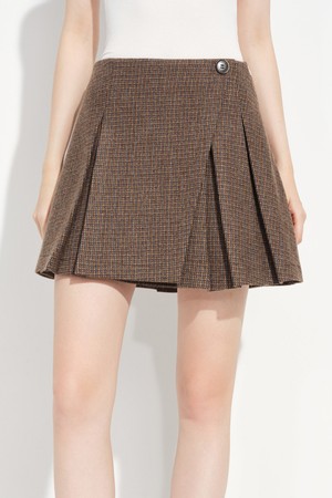 WD_Vintage plaid pleated skirt