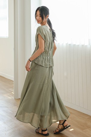 LS_Daily drape blouse and skirt set