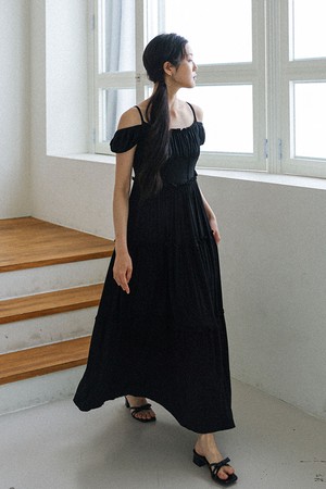 LS_Off shoulder tiered dress_BLACK
